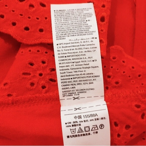 Old Navy Eyelet Hem Flutter Sleeves Drop Waist Boho Shift Red Orange Dress S/P - Picture 13 of 13